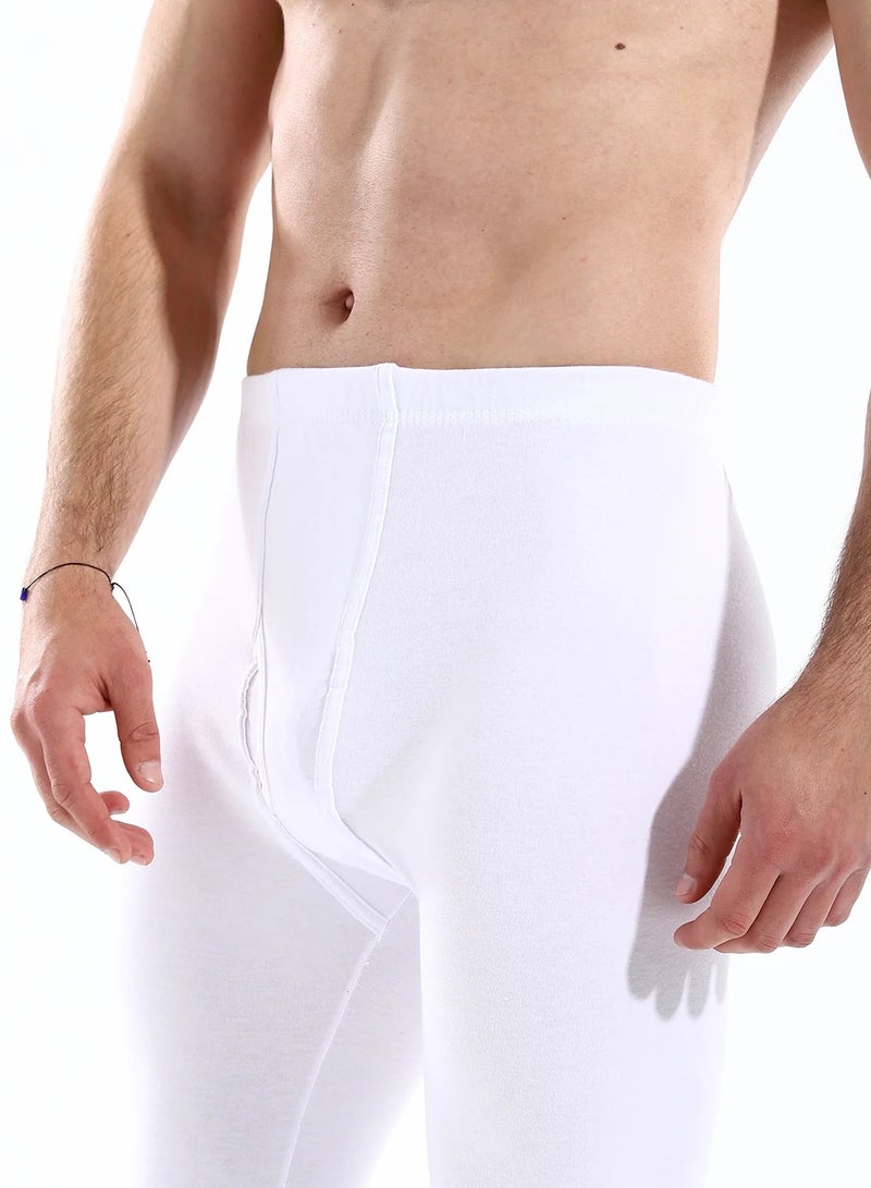 Cottonil Men's Interlock Cotton Thermal Long Johns, White, Full Length Base Layer Underwear - Image 4